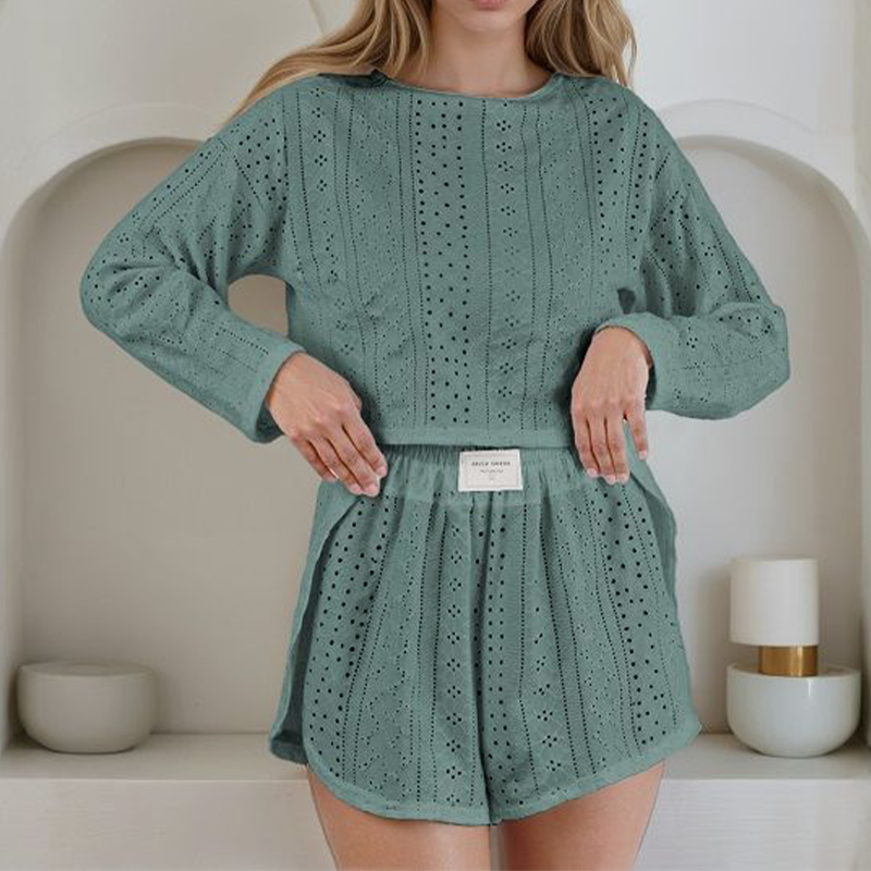 Women's Summer Eyelet Knit 2-Piece Set