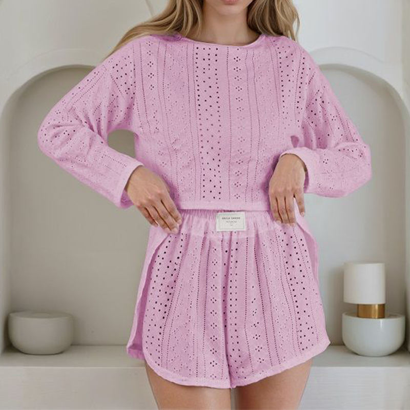 Women's Summer Eyelet Knit 2-Piece Set