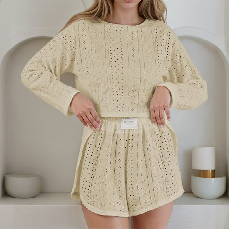 Women's Summer Eyelet Knit 2-Piece Set
