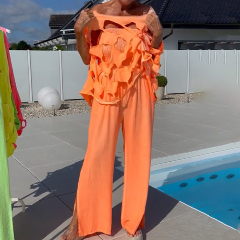 Trending Now⭐💃 Flowy Wide-Leg Jumpsuit with Cutout Top