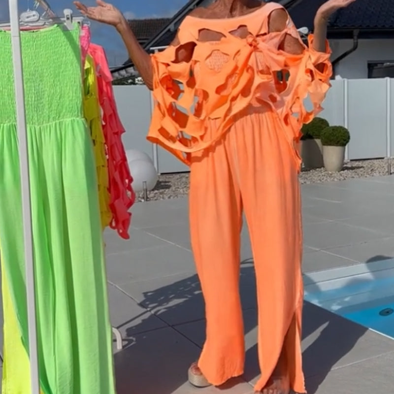 Trending Now⭐💃 Flowy Wide-Leg Jumpsuit with Cutout Top