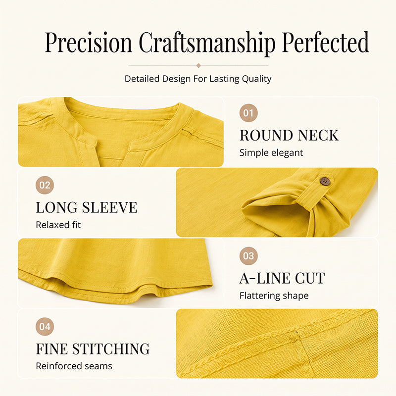 Women's Summer V-Neck Dress with Roll Sleeve