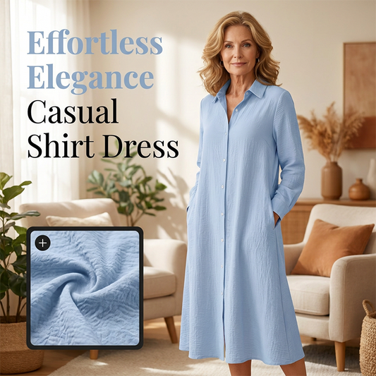Women Casual Long Sleeve Shirt Dress