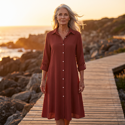 Women Casual Long Sleeve Shirt Dress