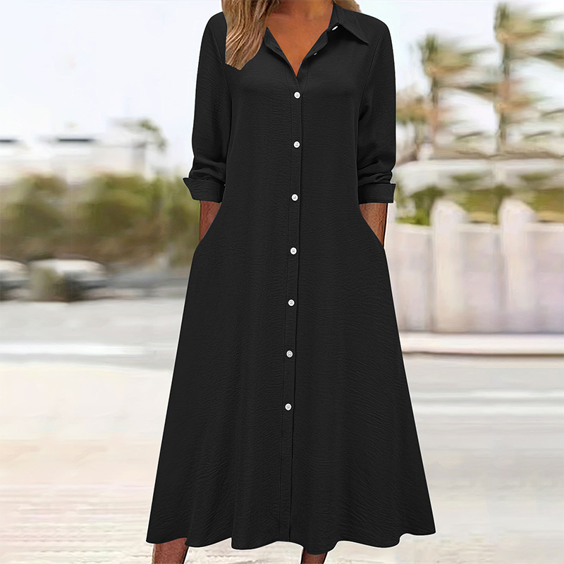 Women Casual Long Sleeve Shirt Dress