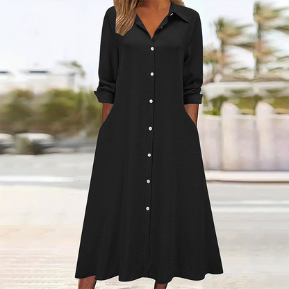 Women Casual Long Sleeve Shirt Dress