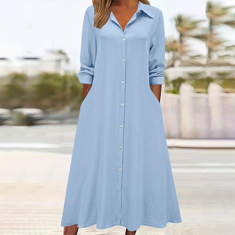 Women Casual Long Sleeve Shirt Dress
