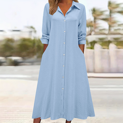 Women Casual Long Sleeve Shirt Dress