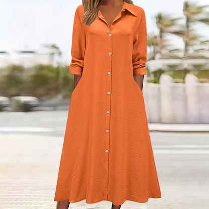 Women Casual Long Sleeve Shirt Dress