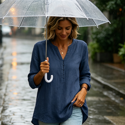 🌿Cotton And Linen Casual V Neck Button Up Long Sleeve Shirt