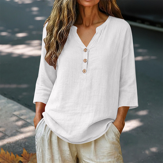 Women's Casual V-Neck 3/4 Sleeve Blouse