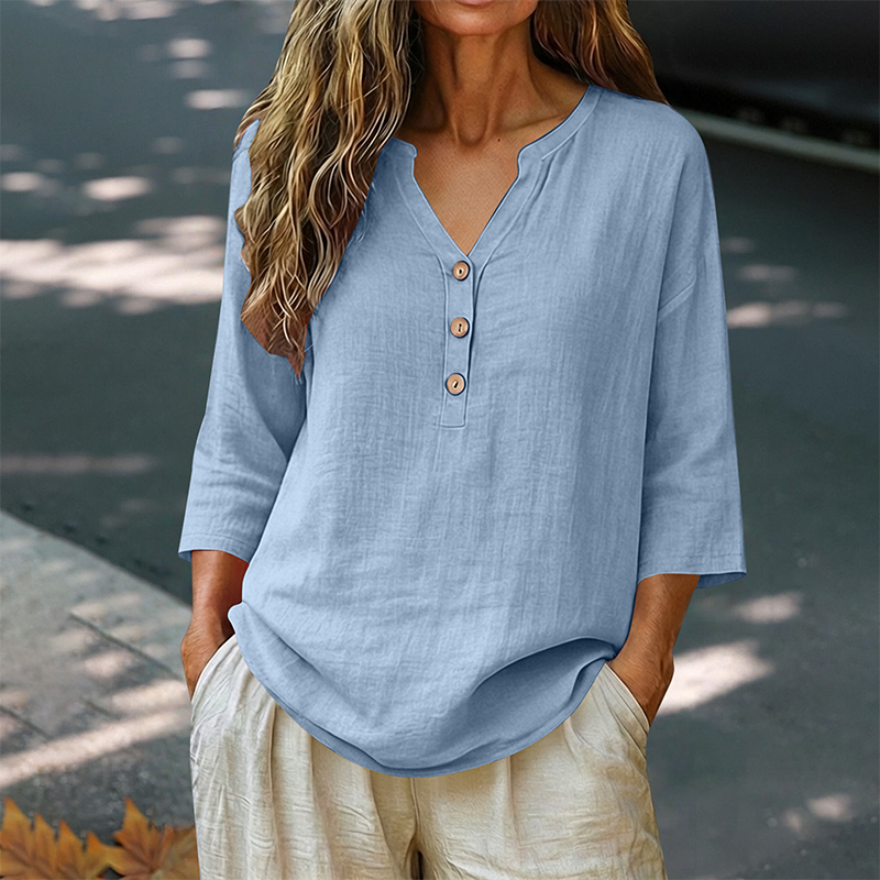 Women's Casual V-Neck 3/4 Sleeve Blouse