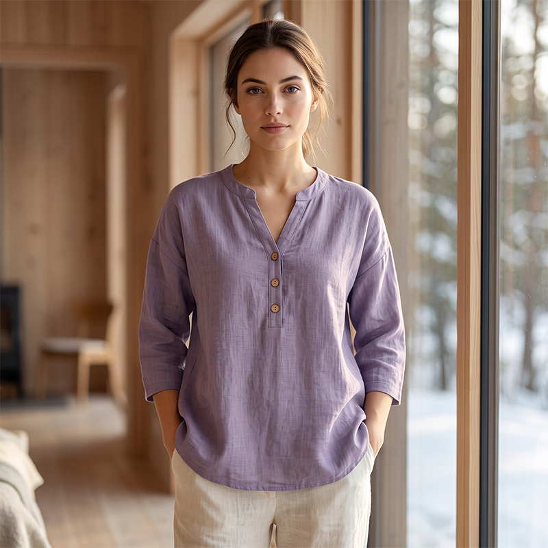 Women's Casual V-Neck 3/4 Sleeve Blouse