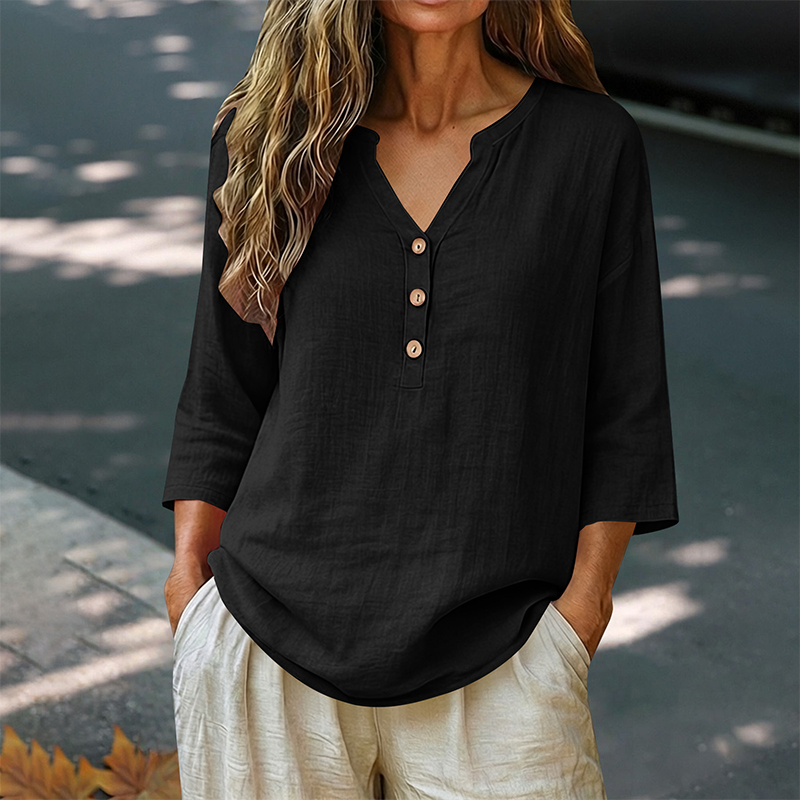 Women's Casual V-Neck 3/4 Sleeve Blouse