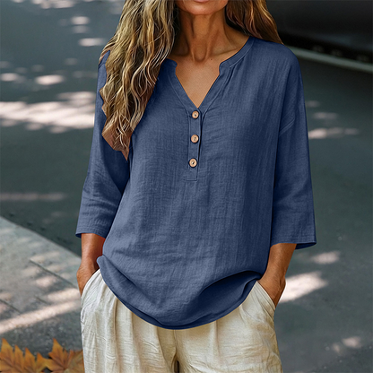Women's Casual V-Neck 3/4 Sleeve Blouse