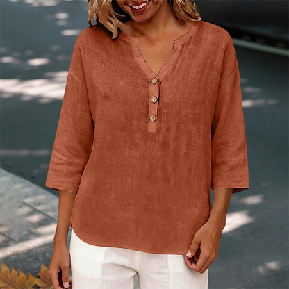 Women's Casual V-Neck 3/4 Sleeve Blouse