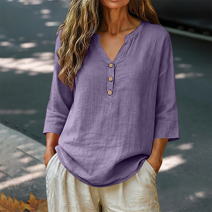 Women's Casual V-Neck 3/4 Sleeve Blouse