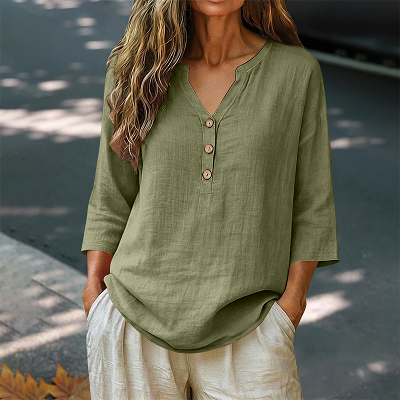 Women's Casual V-Neck 3/4 Sleeve Blouse