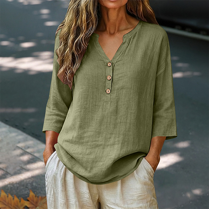 Women's Casual V-Neck 3/4 Sleeve Blouse