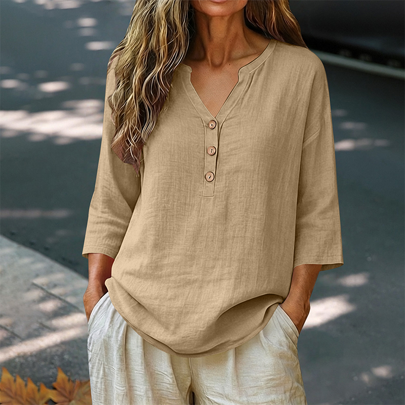 Women's Casual V-Neck 3/4 Sleeve Blouse