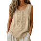 🌿Cotton and Linen Round Neck Embroidered Tank Tops