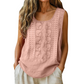 🌿Cotton and Linen Round Neck Embroidered Tank Tops