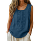 🌿Cotton and Linen Round Neck Embroidered Tank Tops