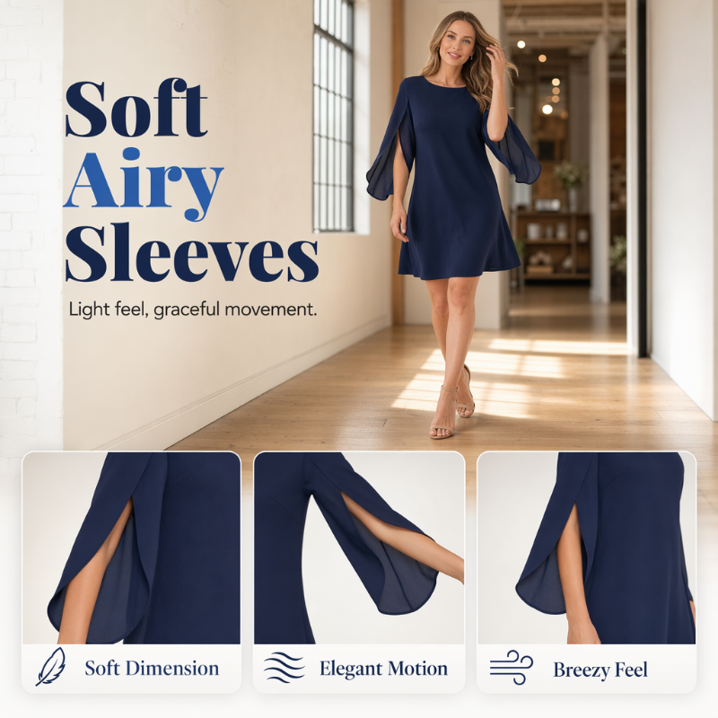 Women Elegant Solid Color Round Neck Dress