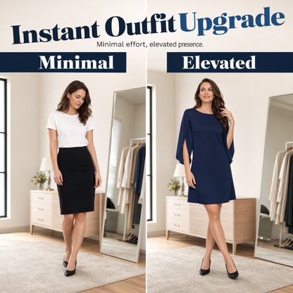 Women Elegant Solid Color Round Neck Dress