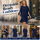 Women Elegant Solid Color Round Neck Dress