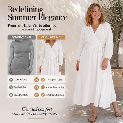 🌿Women's Cotton And Linen Elegant Tie Waist Dress
