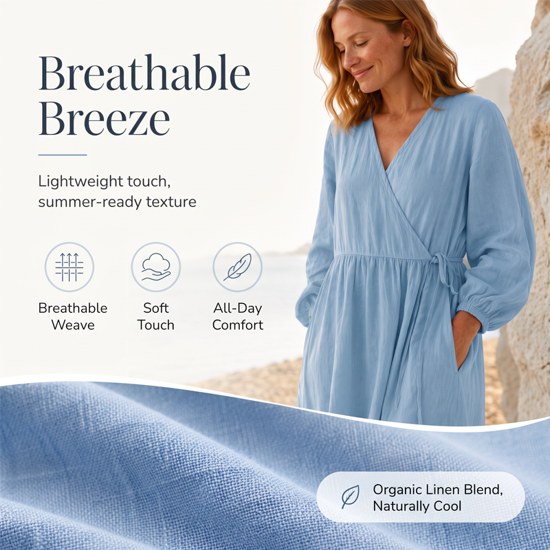🌿Women's Cotton And Linen Elegant Tie Waist Dress