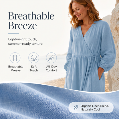 🌿Women's Cotton And Linen Elegant Tie Waist Dress