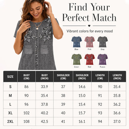 Women's Faux Denim Floral Print Dress