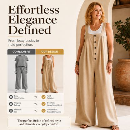 ⌛Limited-Time Offer-Women's Casual Wide Strap Button Jumpsuit