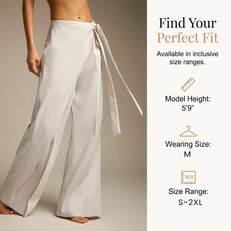 Women's Flowy Wrap Front Wide Leg Pants