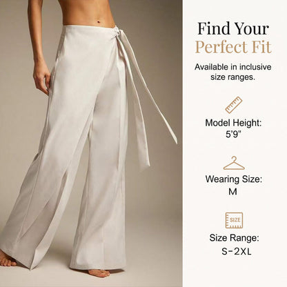 Women's Flowy Wrap Front Wide Leg Pants