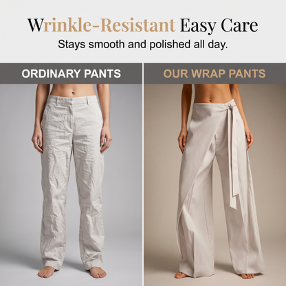 Women's Flowy Wrap Front Wide Leg Pants
