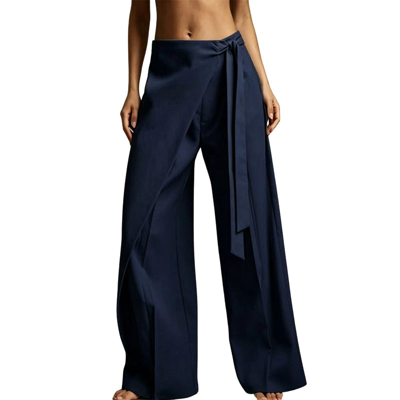 Women's Flowy Wrap Front Wide Leg Pants