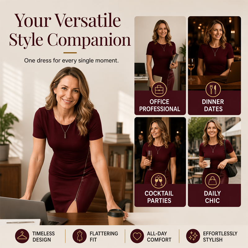 Women's Elegant Faux Leather Patchwork Dress