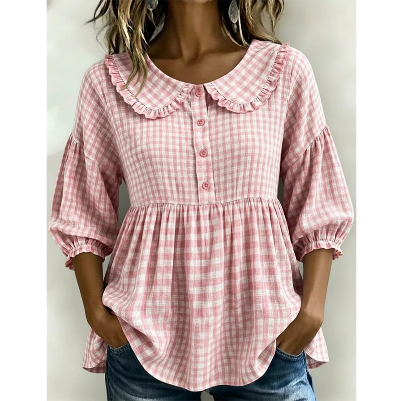 Women's Casual Gingham Print Top