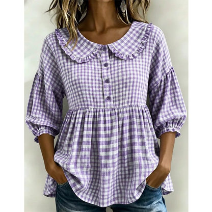 Women's Casual Gingham Print Top