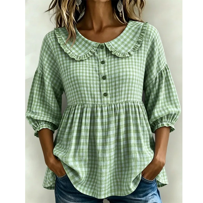 Women's Casual Gingham Print Top