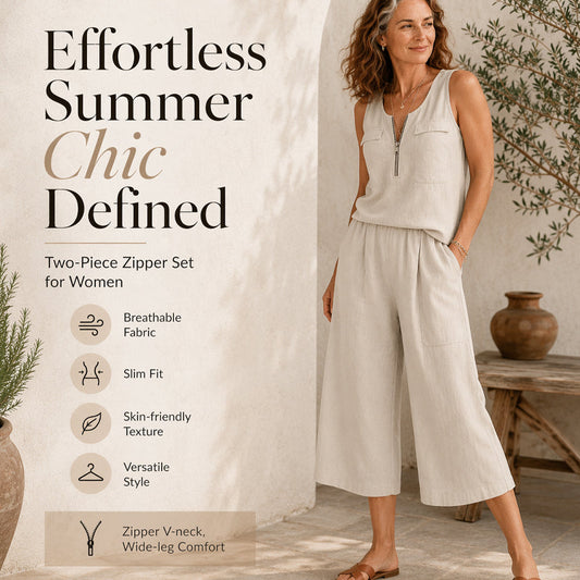 ⌛Limited-Time Offer-Women's Half-Zip Sleeveless Tank Top & Shorts Set