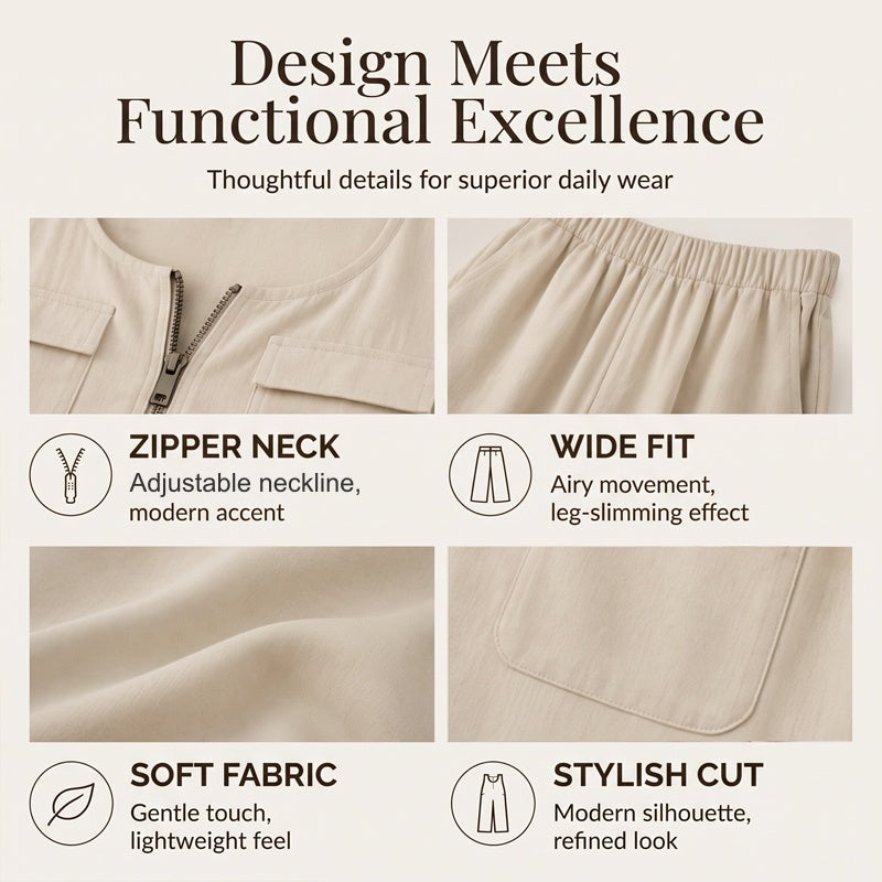 ⌛Limited-Time Offer-Women's Half-Zip Sleeveless Tank Top & Shorts Set