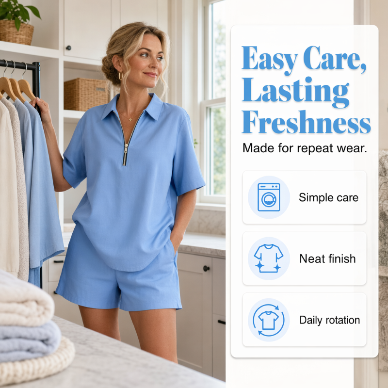 ⌛Limited-Time Offer-Women Casual Two Piece Set Short Sleeve Half Zip Top and Shorts