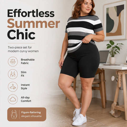 Women's Striped Casual Lounge 2-Piece Set