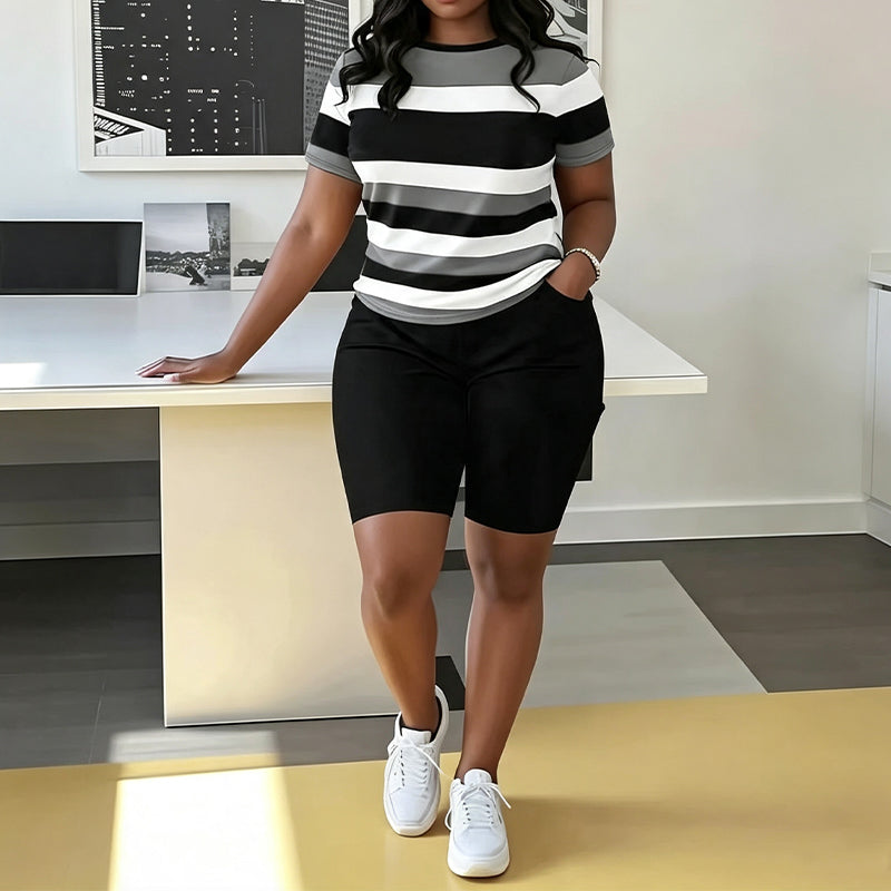 Women's Striped Casual Lounge 2-Piece Set