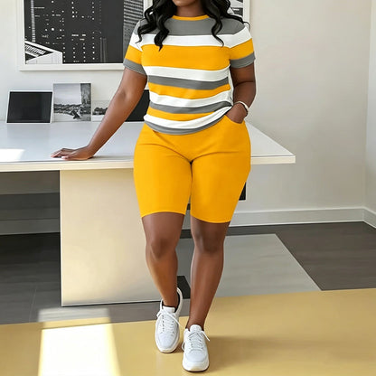Women's Striped Casual Lounge 2-Piece Set