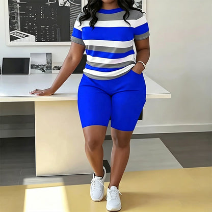 Women's Striped Casual Lounge 2-Piece Set